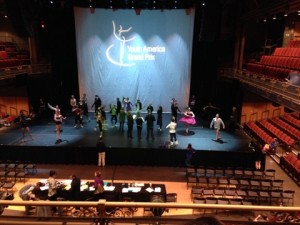 Dancers warming up onstage before the competition.